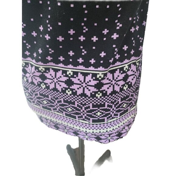 Talbots Pullover Sweater Long Sleeve Black Purple Snowflakes Small Petite SP - Picture 5 of 8